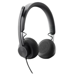 Logitech Zone Wired Noise Cancelling Headset, USB-C with USB-A adapter, graphite