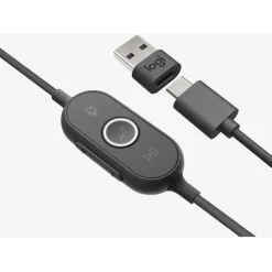 Logitech Zone 750 Wired On-Ear Headset with advanced noise-canceling microphone, simple USB-C and included USB-A adapter, plug-and-play compatibility for all devices