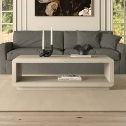 Lonni 47" Wide Rectangular Coffee Table in Alder White