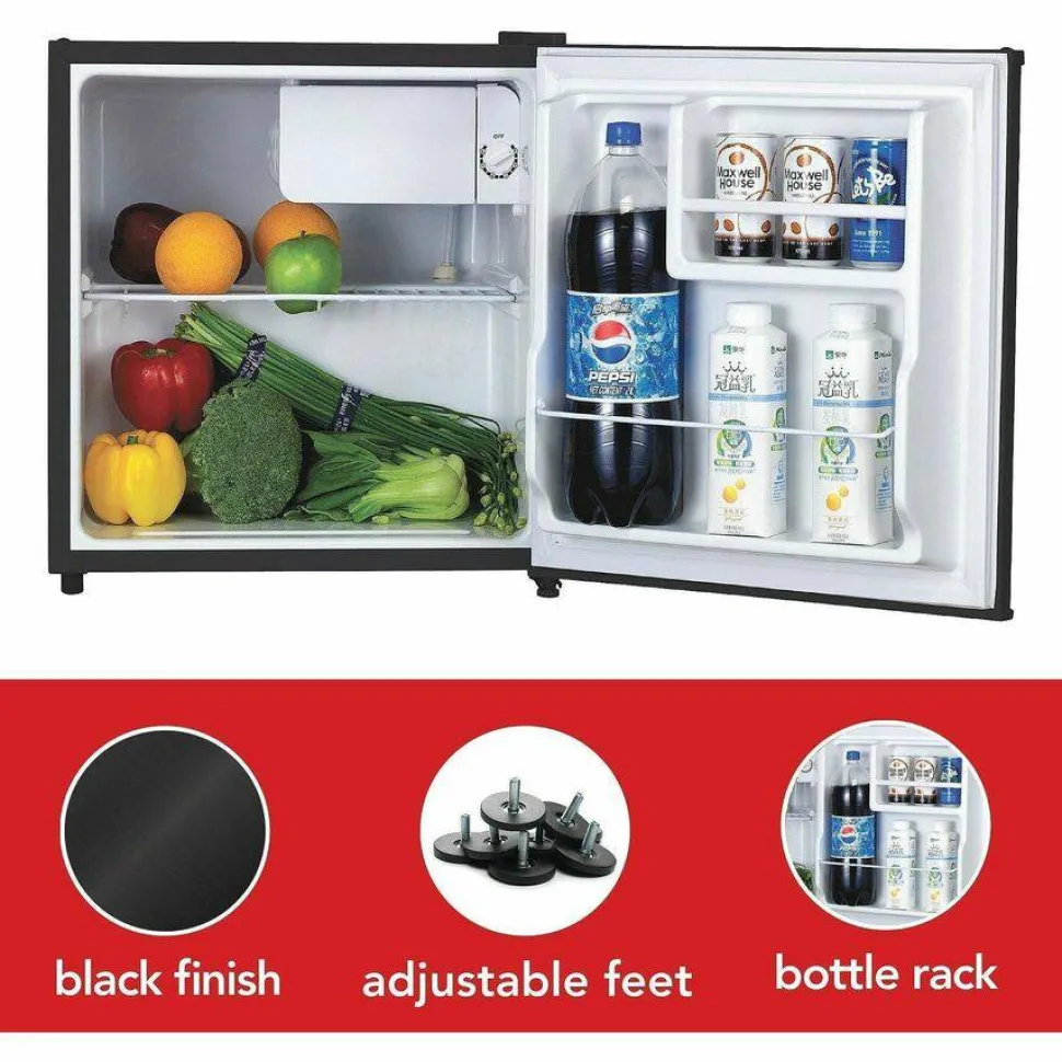 Lorell 1.6 Cu Ft Compact Refrigerator, Black