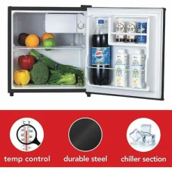 Lorell 1.6 Cu Ft Compact Refrigerator, Black