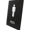 Lorell Men's Restroom Sign - Print/Message "Men" - 6.4" Width x 8.5" Height - Rectangular Shape - Surface-mountable - Easy Readability, Braille - Plastic - Black - 1 Each