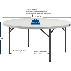 Lorell Banquet Folding Table, Round Top x 60