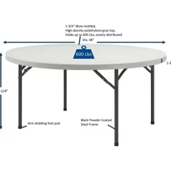 Lorell Banquet Folding Table, Round, 29-1/4