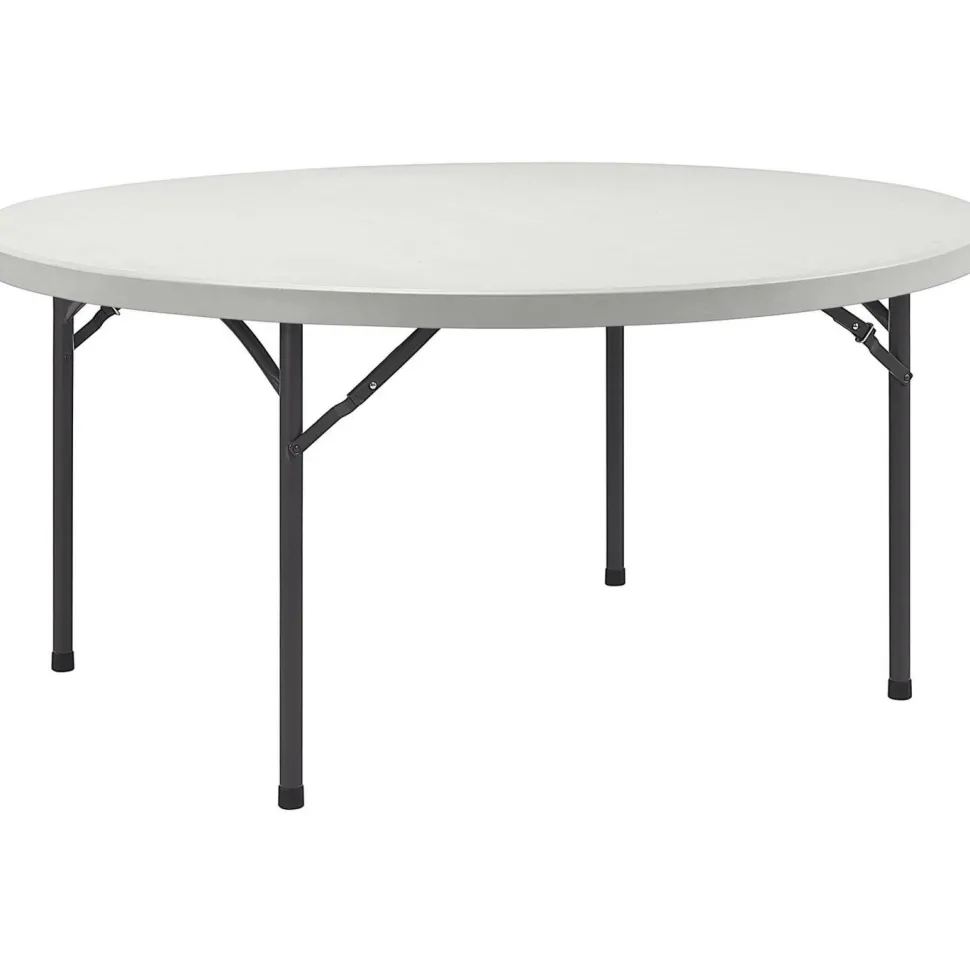 Lorell Banquet Folding Table, Round, 29-1/4"H x 48"W x 48"D, Platinum