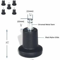 Lorell Bell Glides - Black - Metal, Nylon - 1 Set