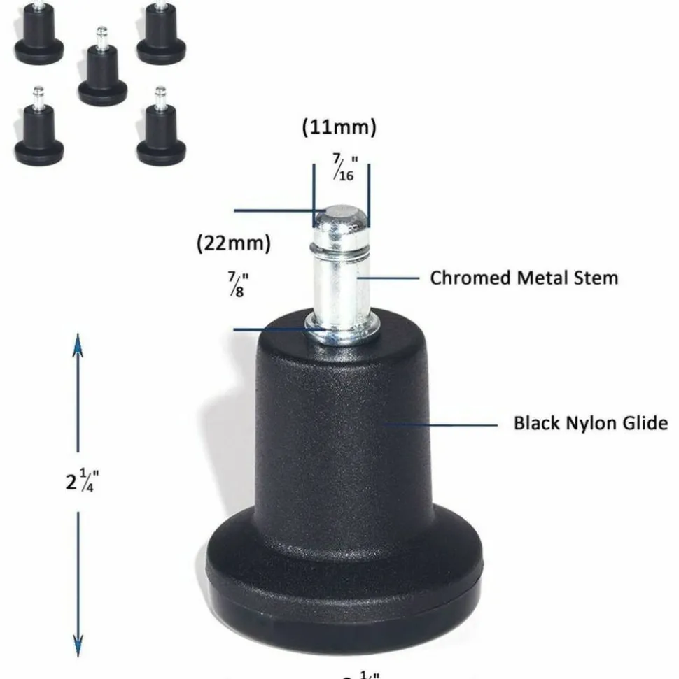Lorell Bell Glides - Black - Metal, Nylon - 1 Set