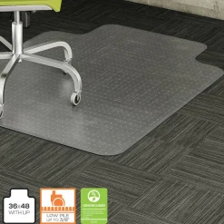 Lorell Beveled Edge Low Pile Studded Chair Mat, 36" x 48", Standard Lip