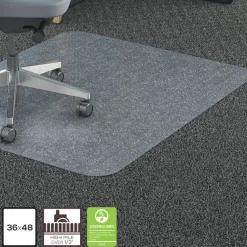 Lorell Big and Tall Polycarbonate Low Pile Studded Chair Mat, 45