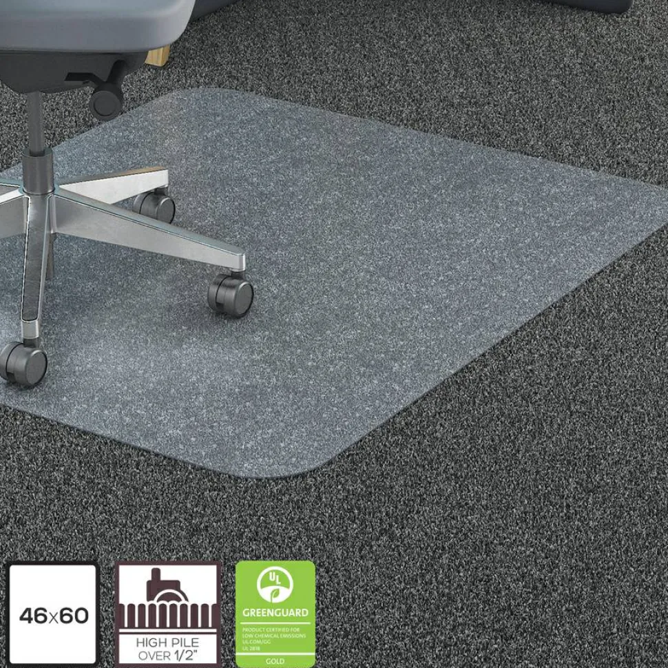 Lorell Big and Tall Polycarbonate Low Pile Studded Chair Mat, 46" x 60"