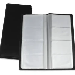 Lorell Business Card Storage Holder, 0.8"H x 4.4"W x 9"D, Vinyl, Plastic, Black, Clear