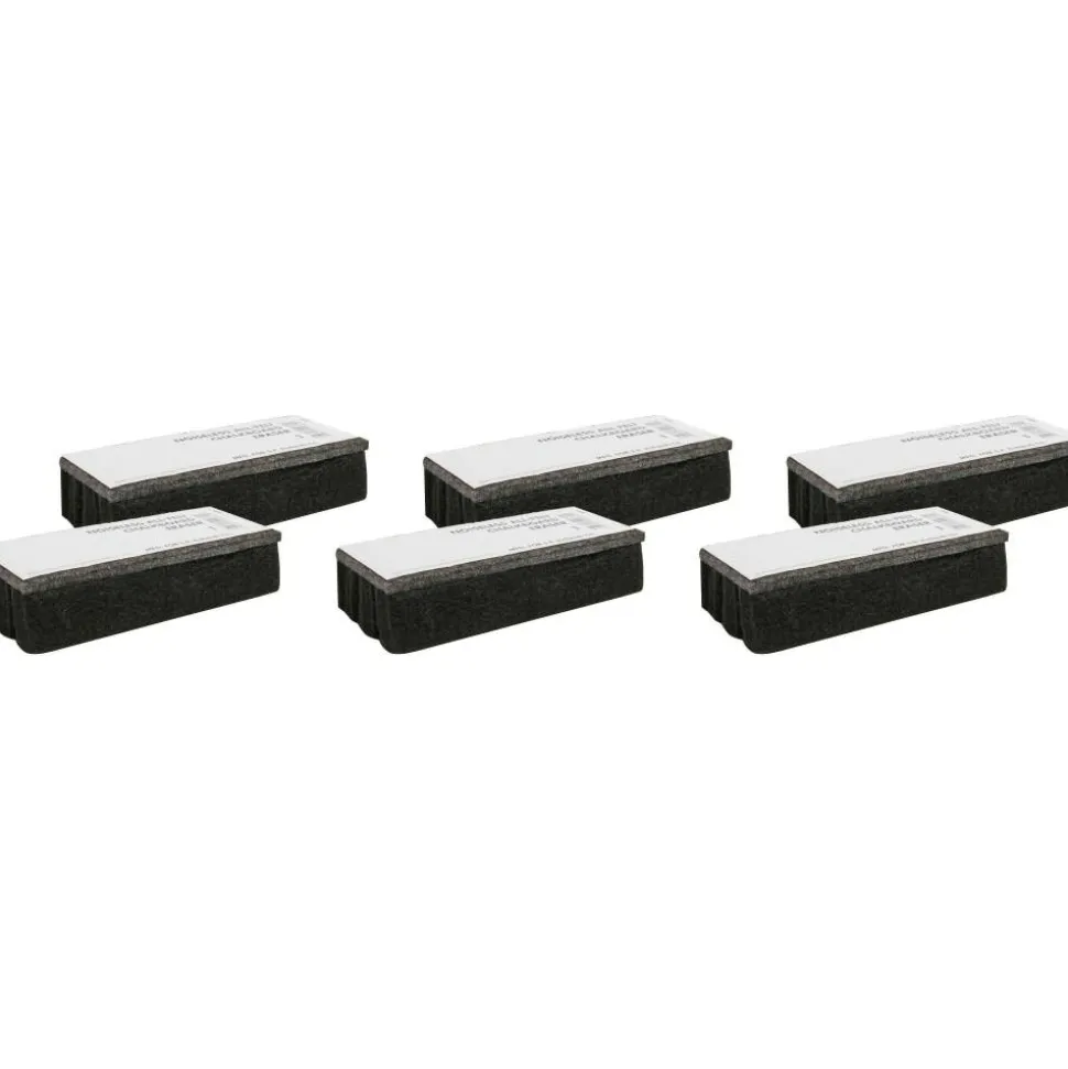 Lorell Chalkboard Erasers - Noiseless, Dustless - Black - Felt - 6 / Bundle