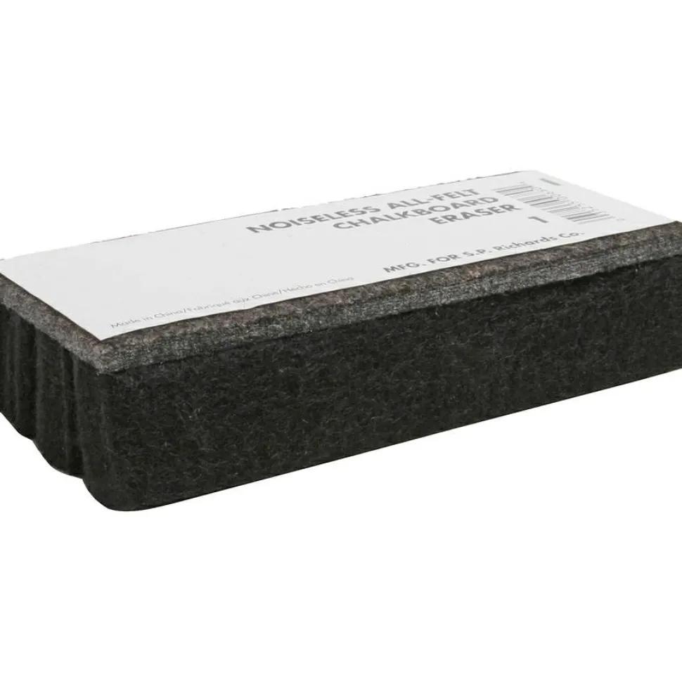 Lorell Chalkboard Erasers - Noiseless, Dustless - Black - Felt - 6 / Bundle