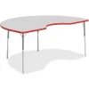 Lorell Classroom Kidney-Shaped Activity Table Top, 72"W x 48"D, Gray Nebula/Red