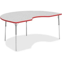 Lorell Classroom Kidney-Shaped Activity Table Top, 72"W x 48"D, Gray Nebula/Red