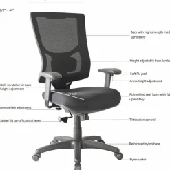 Lorell Conjure High-Back Swivel/Tilt Office Chair - Fabric, Polyurethane, Molded Foam Seat Material - High Back - Black - Armrest - 1Each