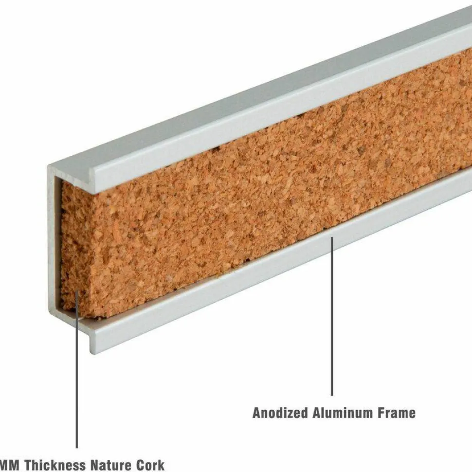 Lorell Cork Bulletin Bar, 18", Silver Aluminum Frame