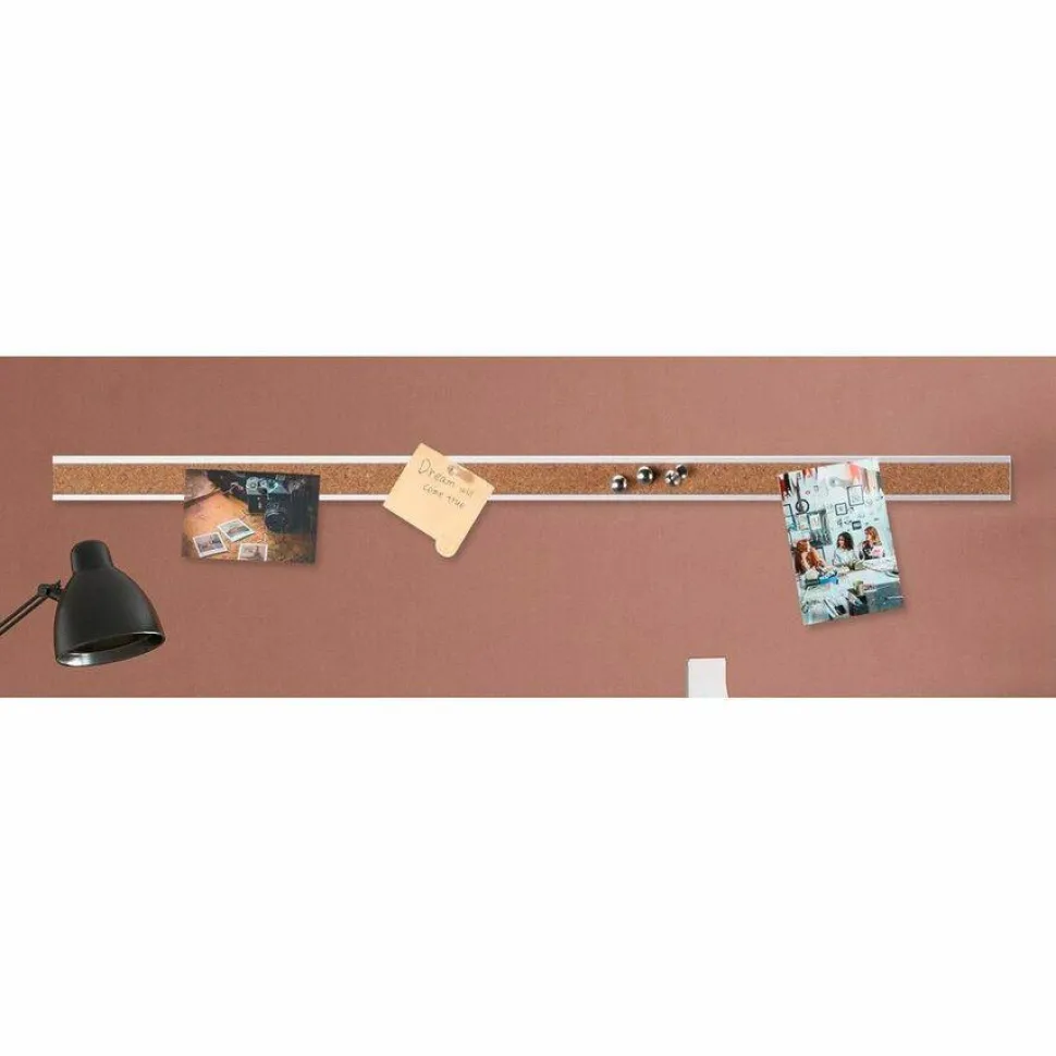 Lorell Cork Bulletin Board Bar, 48", Silver Aluminum Frame