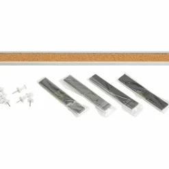 Lorell Cork Strip Bulletin Bars, 1" x 36", Silver, Pack Of 3