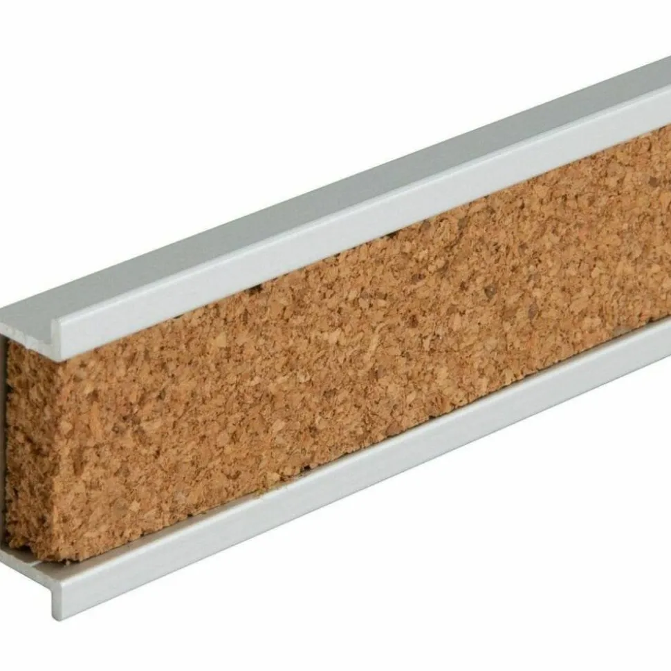 Lorell Cork Strip Bulletin Bars, 1" x 36", Silver, Pack Of 3