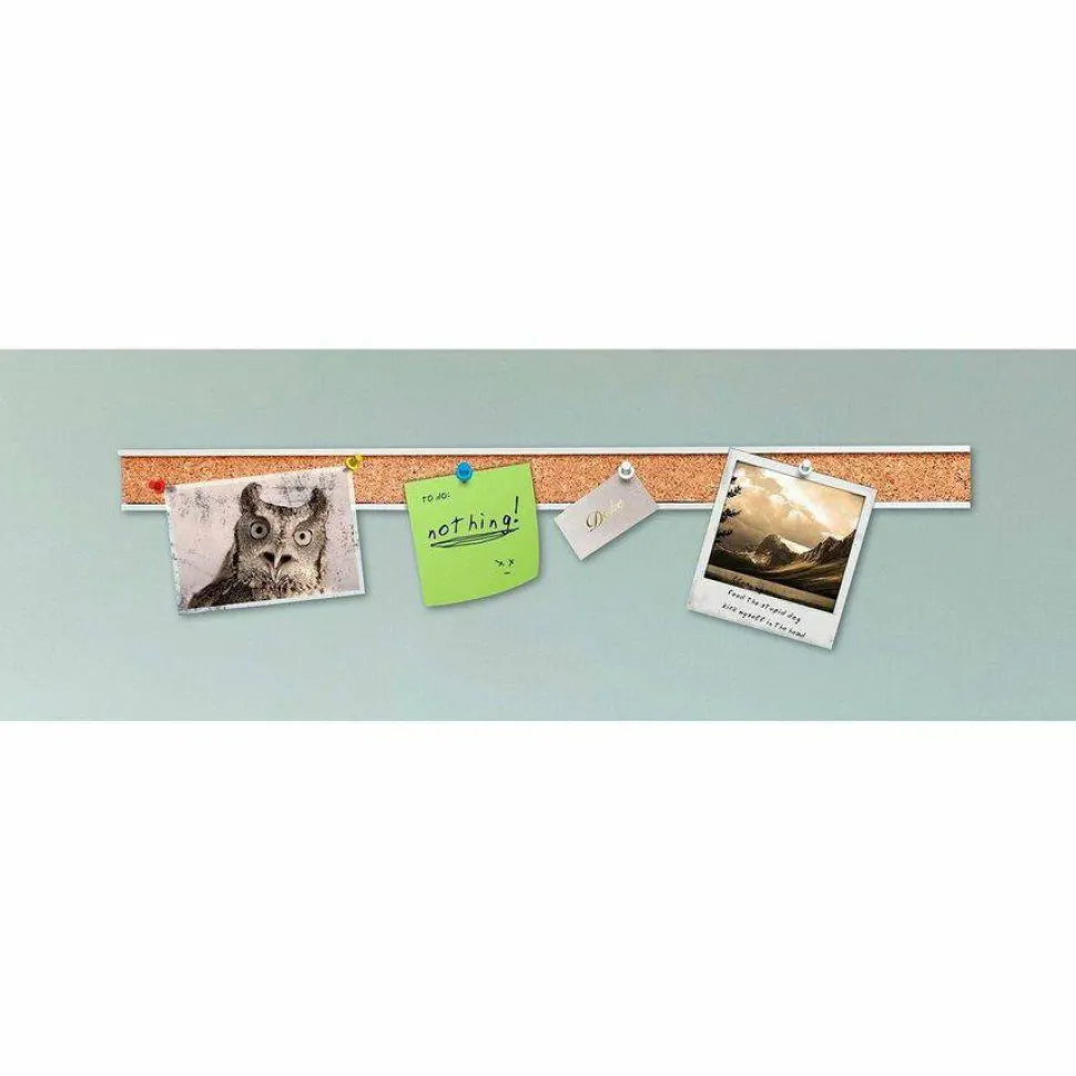 Lorell Cork Strip Bulletin Bars, 1" x 36", Silver, Pack Of 3