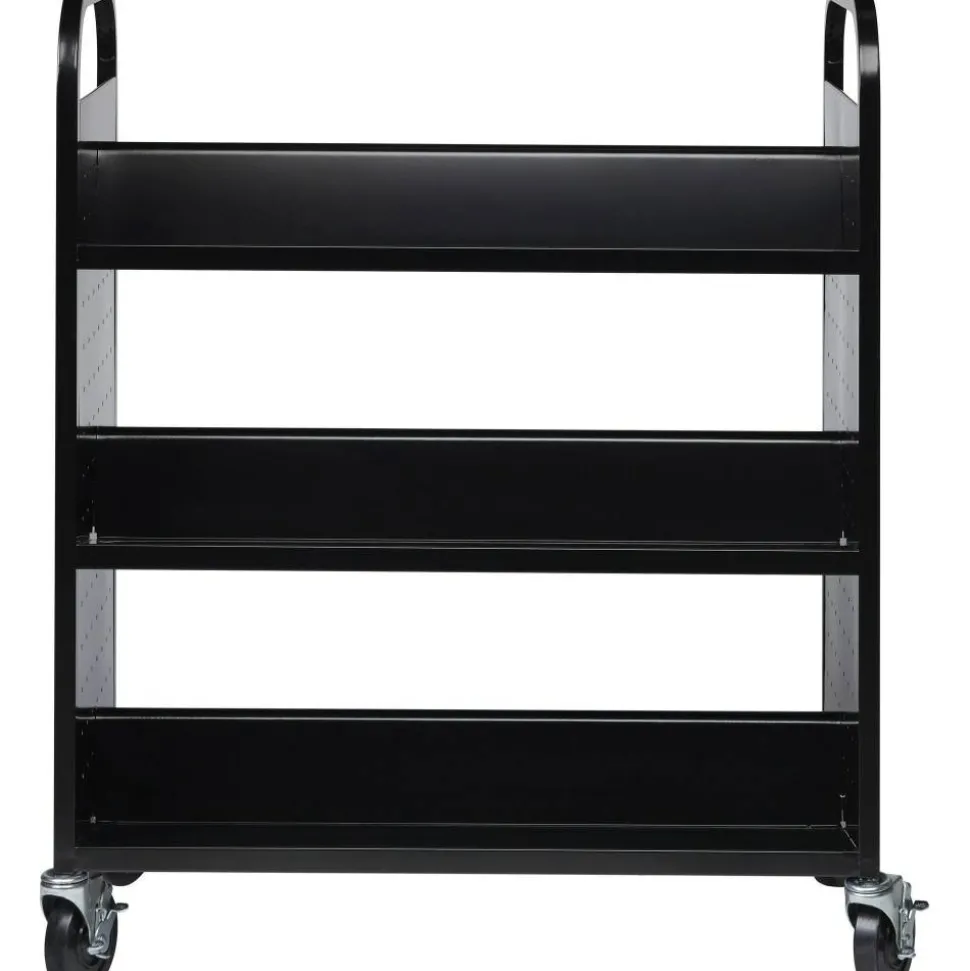 Lorell Double-sided Book Cart, Black