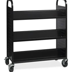 Lorell Double-sided Book Cart, Black