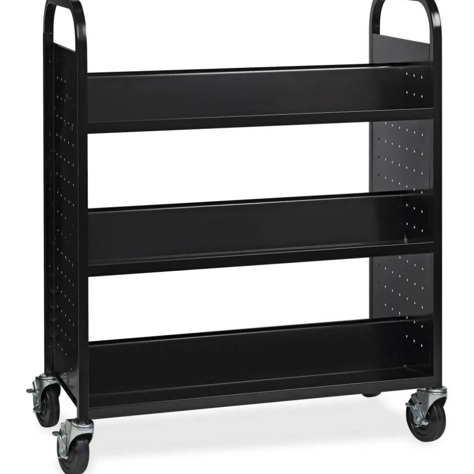 Lorell Double-sided Book Cart, Black