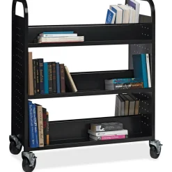 Lorell Double-sided Book Cart, Black