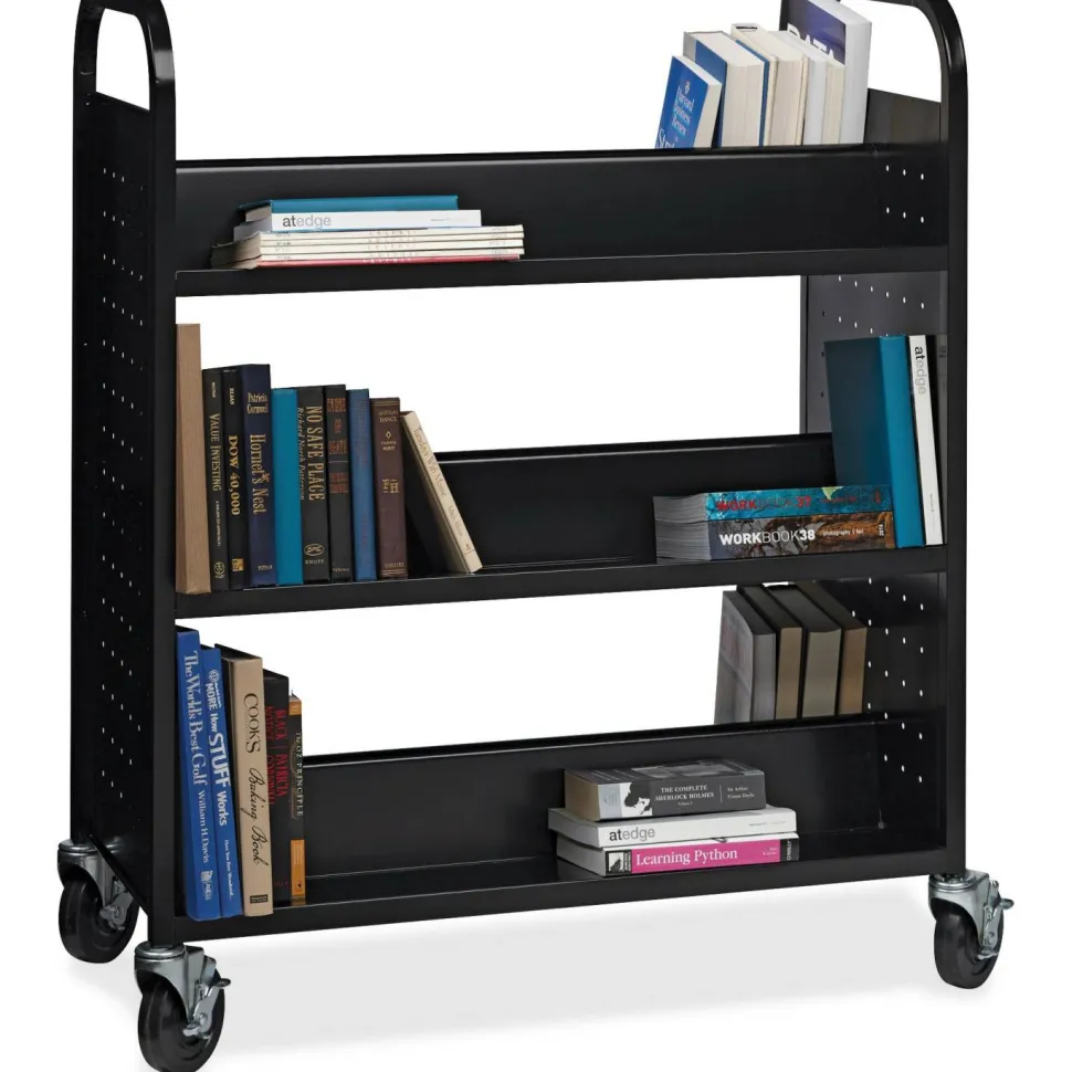 Lorell Double-sided Book Cart, Black