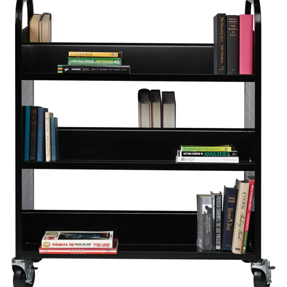 Lorell Double-sided Book Cart, Black
