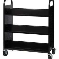 Lorell Double-sided Book Cart, Black
