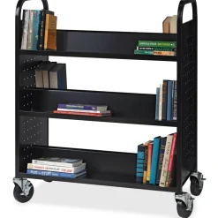Lorell Double-sided Book Cart, Black