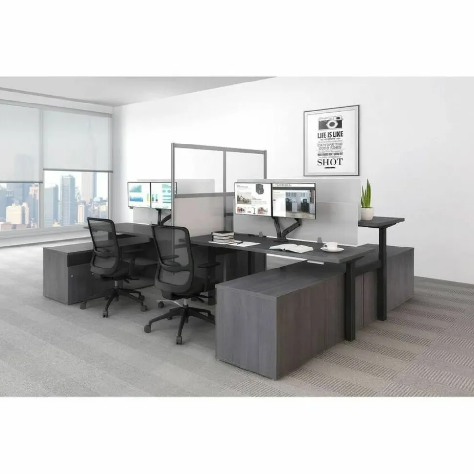 Lorell Double-wide Horizontal Panel Strip for Adaptable Panel System, 67"W x 0.50"D x 1.80"H, Aluminum, Silver