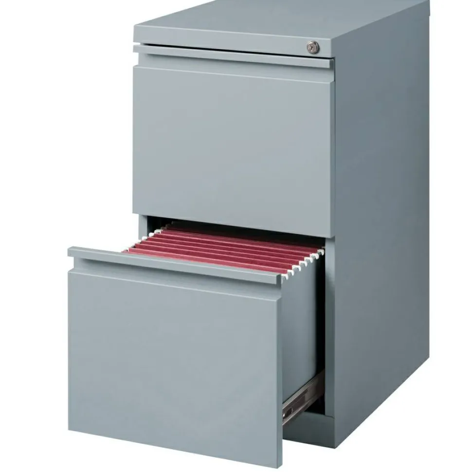 Lorell 19-7/8"D Vertical 2-Drawer Mobile Pedestal File Cabinet, Platinum