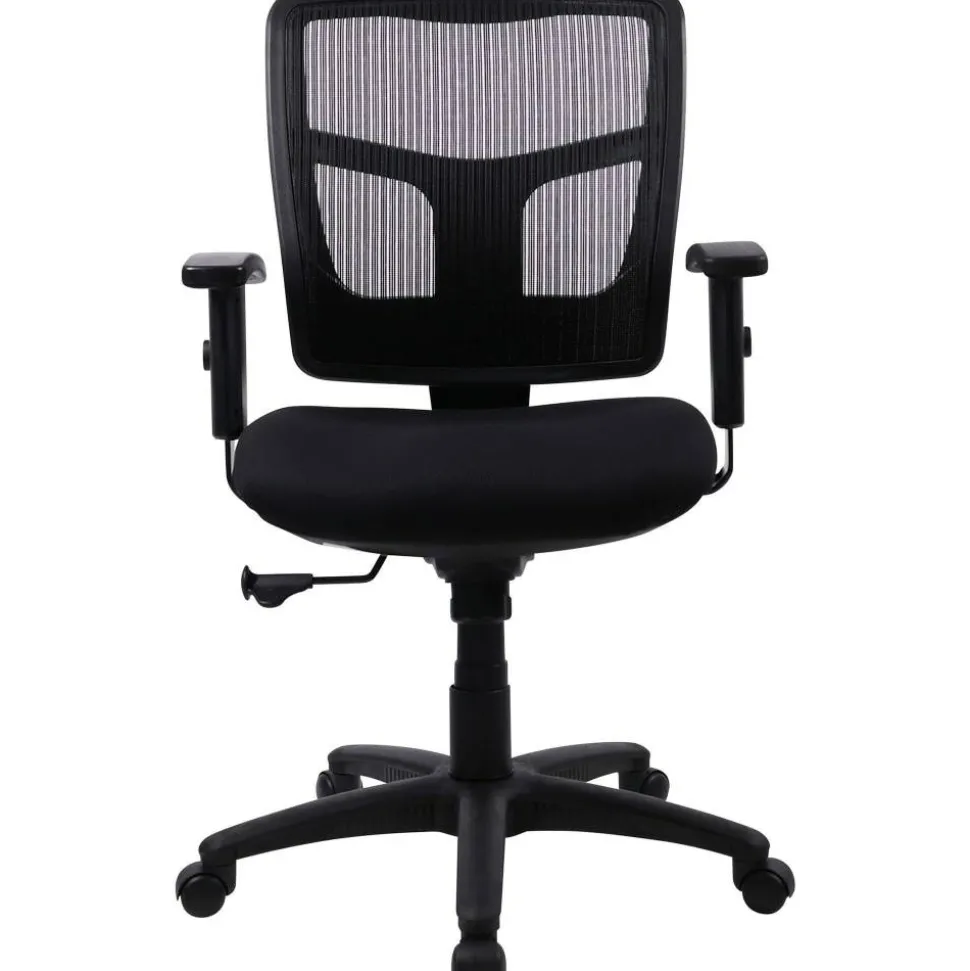 Lorell Ergonomic Mesh/Fabric Mid-Back Chair, Swivel Tilt, Black