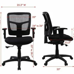 Lorell Ergonomic Mesh/Fabric Mid-Back Chair, Swivel Tilt, Black
