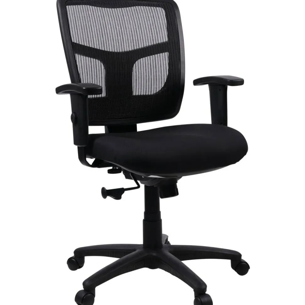 Lorell Ergonomic Mesh/Fabric Mid-Back Chair, Swivel Tilt, Black