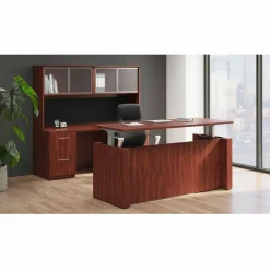 Lorell Essentials 22"D Vertical 2-Drawer Mobile Pedestal File Cabinet, Cherry