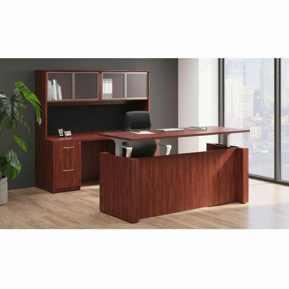 Lorell Essentials 22"D Vertical 2-Drawer Mobile Pedestal File Cabinet, Cherry