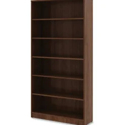 Lorell Essentials 72"H 6-Shelf Bookcase, Walnut