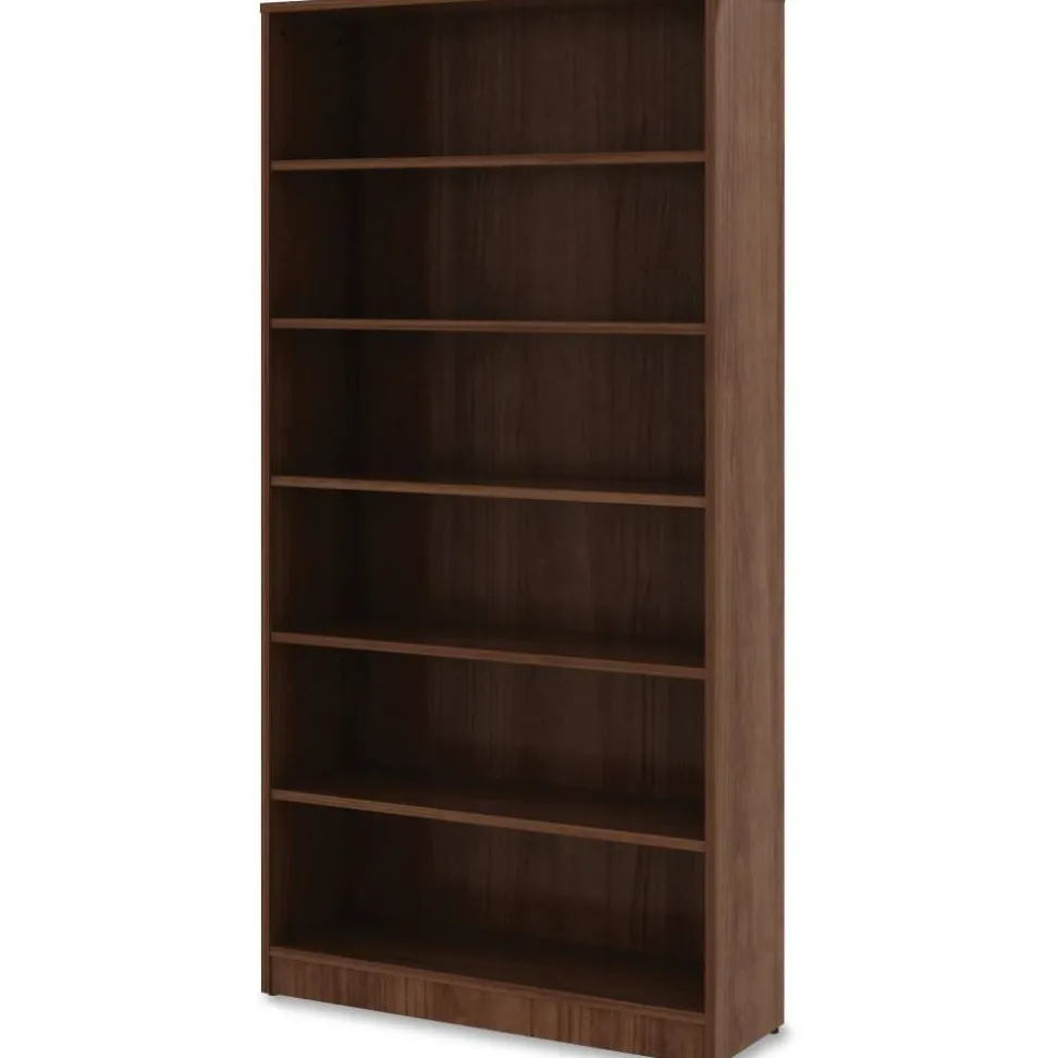 Lorell Essentials 72"H 6-Shelf Bookcase, Walnut