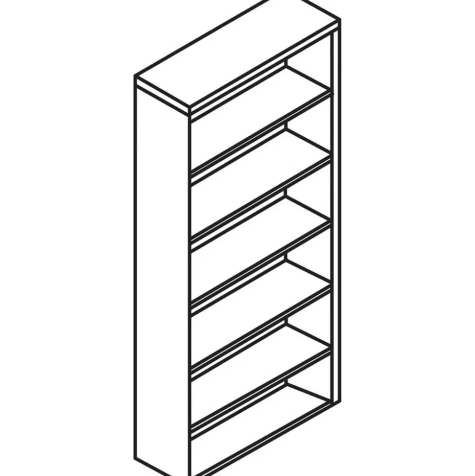 Lorell Essentials 72"H 6-Shelf Bookcase, Walnut