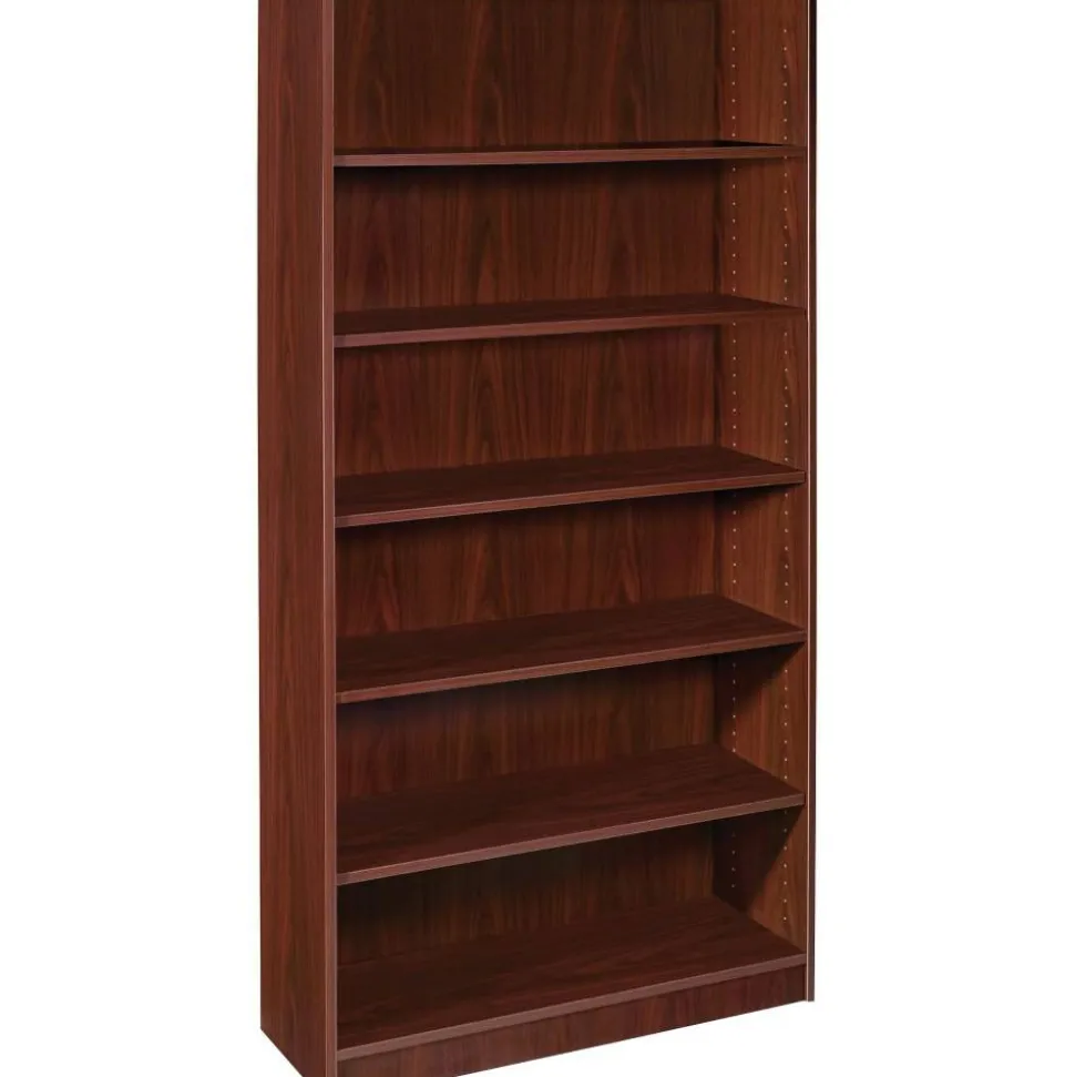 Lorell Essentials 72"H 6-Shelf Bookcase, Mahogany