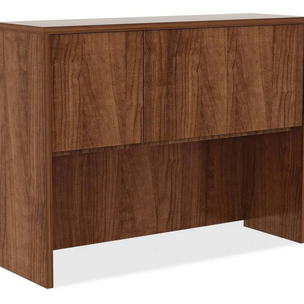 Lorell Essentials Hutch With Doors, 48"W, Walnut