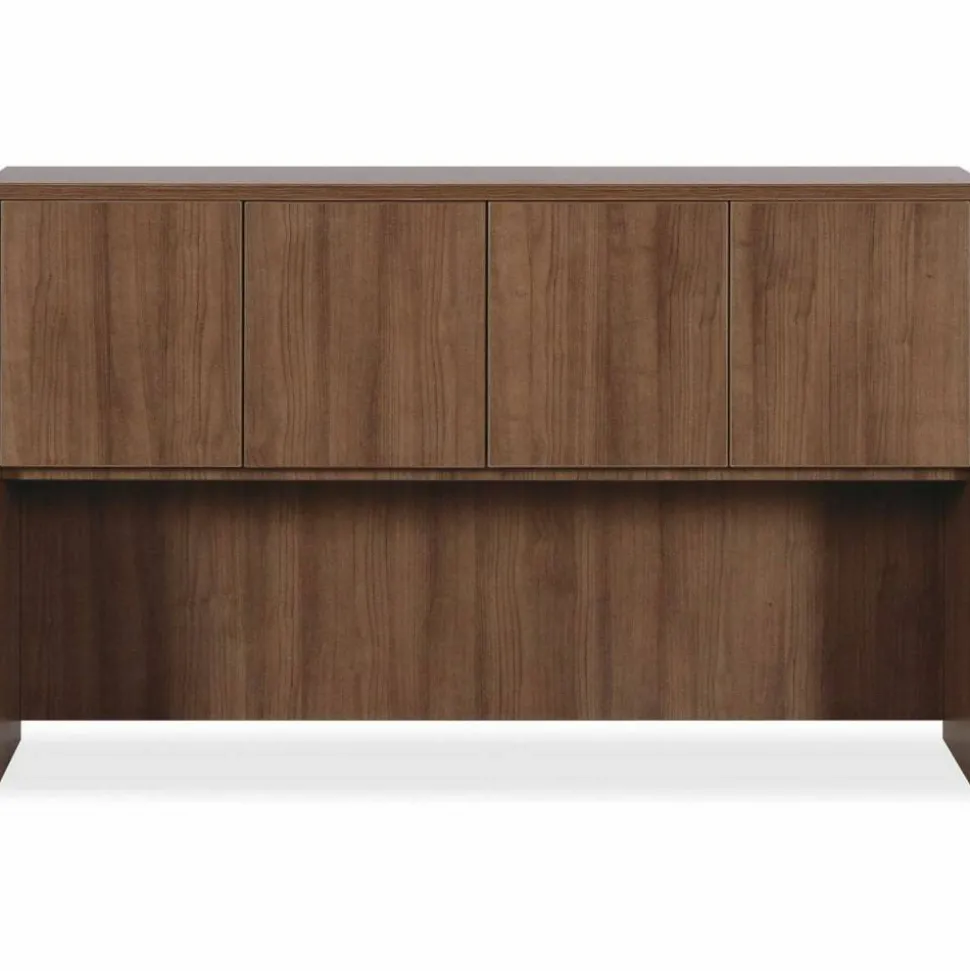 Lorell Essentials Hutch With Doors, 60"W, Walnut