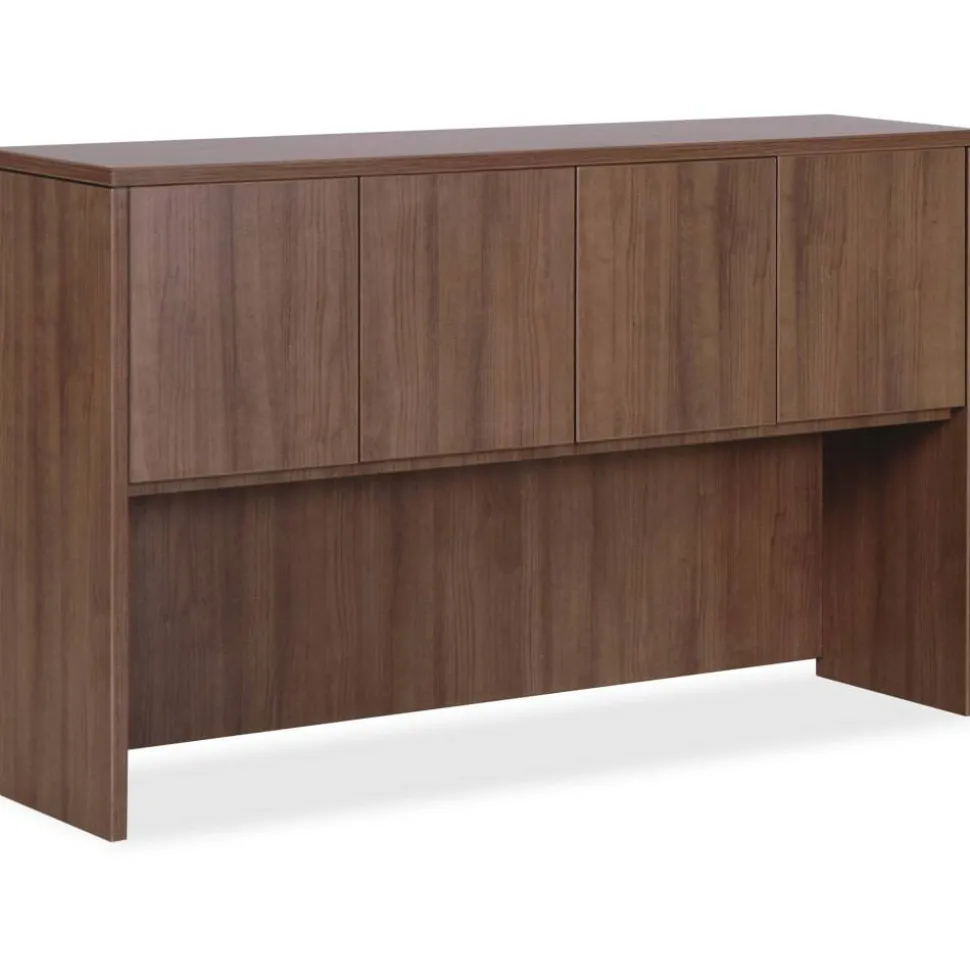 Lorell Essentials Hutch With Doors, 60"W, Walnut