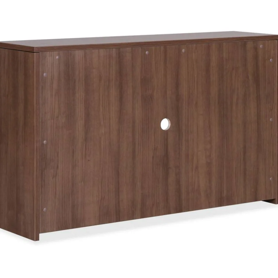 Lorell Essentials Hutch With Doors, 60"W, Walnut