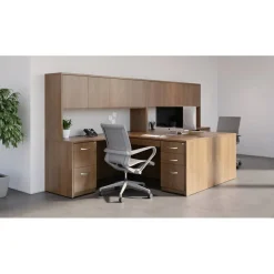 Lorell Essentials Hutch With Doors, 72"W, Walnut