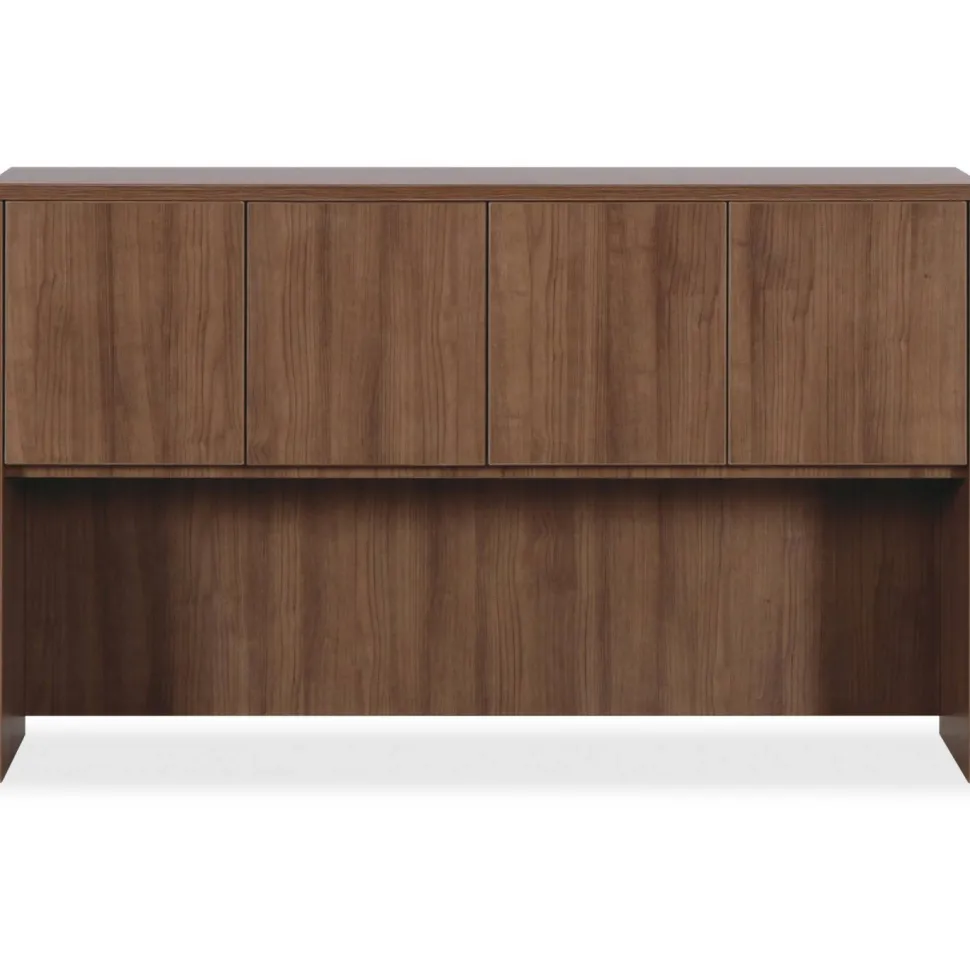 Lorell Essentials Hutch With Doors, 72"W, Walnut